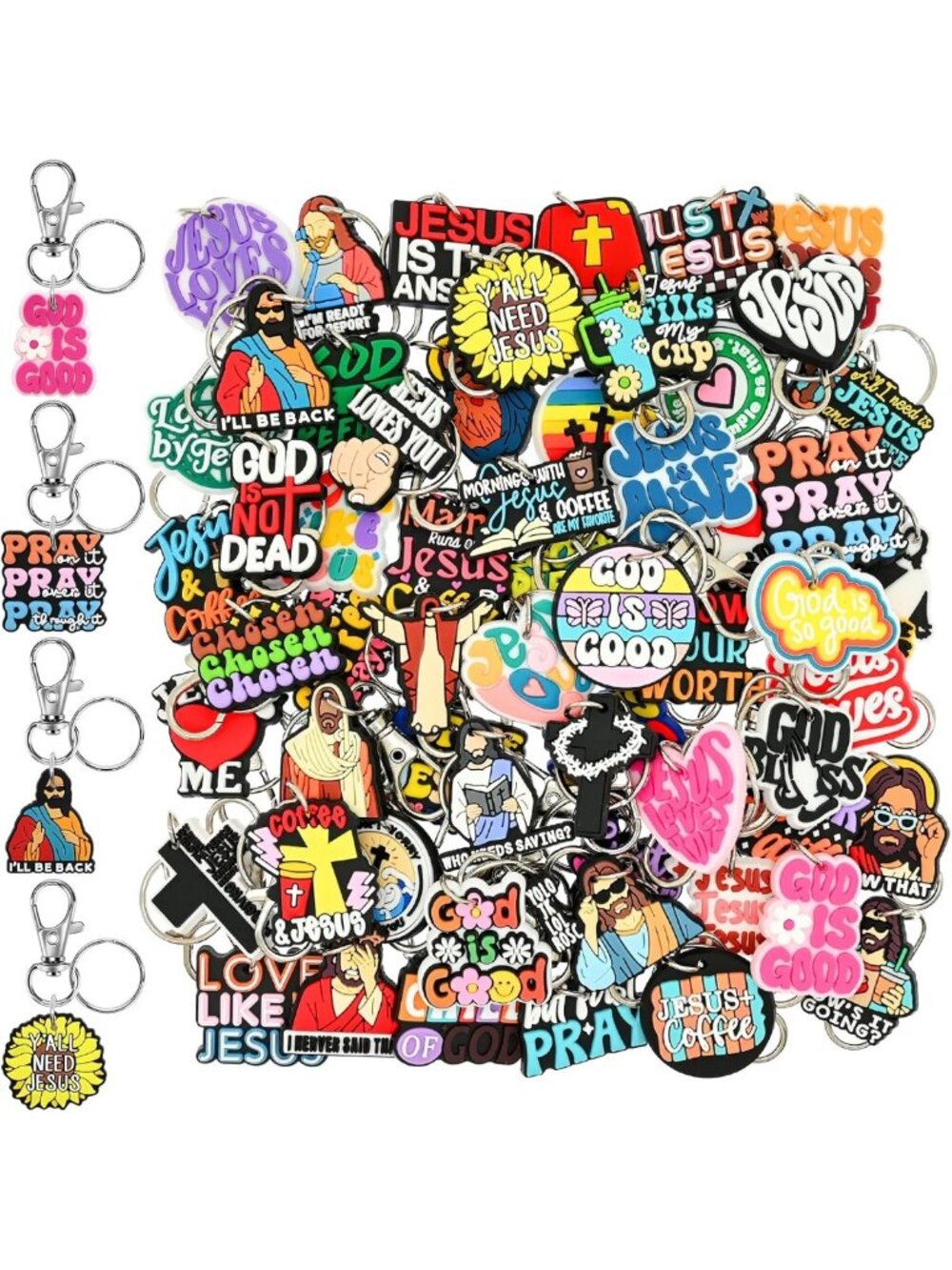 Cute Keychain Charms Set with Lobster Claw Clasps & Key Rings - Fun Accessories